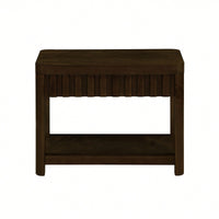 25 Inch Rectangular Farmhouse End Table With Storage Shelf Solid Wood Legs For Living Room Bedroom Office Walnut Finish