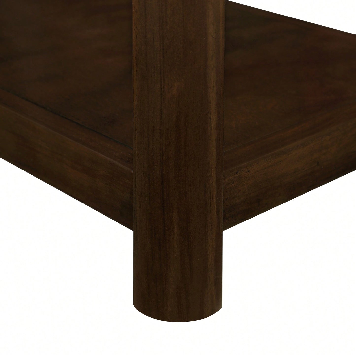 25 Inch Rectangular Farmhouse End Table With Storage Shelf Solid Wood Legs For Living Room Bedroom Office Walnut Finish