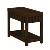 25 Inch Rectangular Farmhouse End Table With Storage Shelf Solid Wood Legs For Living Room Bedroom Office Walnut Finish