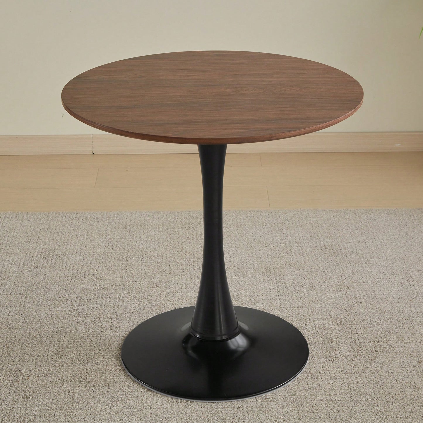 Modern Round Black Pedestal Dining Table 31.5" For Small Spaces Perfect For 2 To 4 People