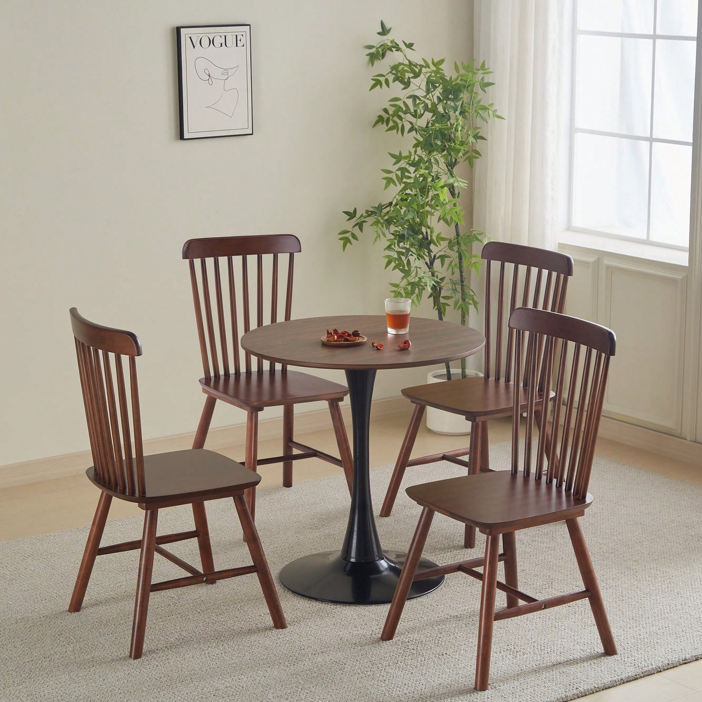 Modern Round Black Pedestal Dining Table 31.5" For Small Spaces Perfect For 2 To 4 People