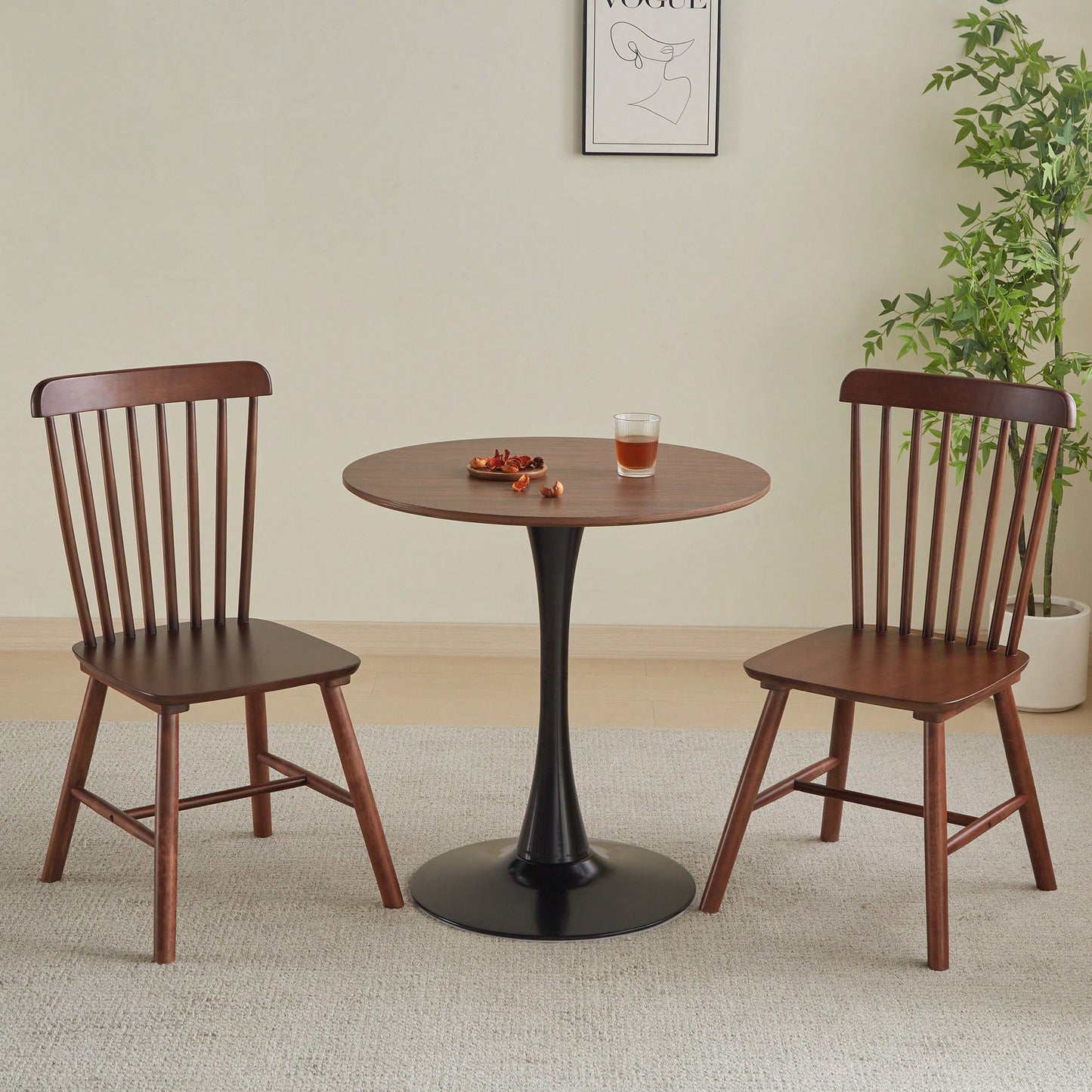 Modern Round Black Pedestal Dining Table 31.5" For Small Spaces Perfect For 2 To 4 People