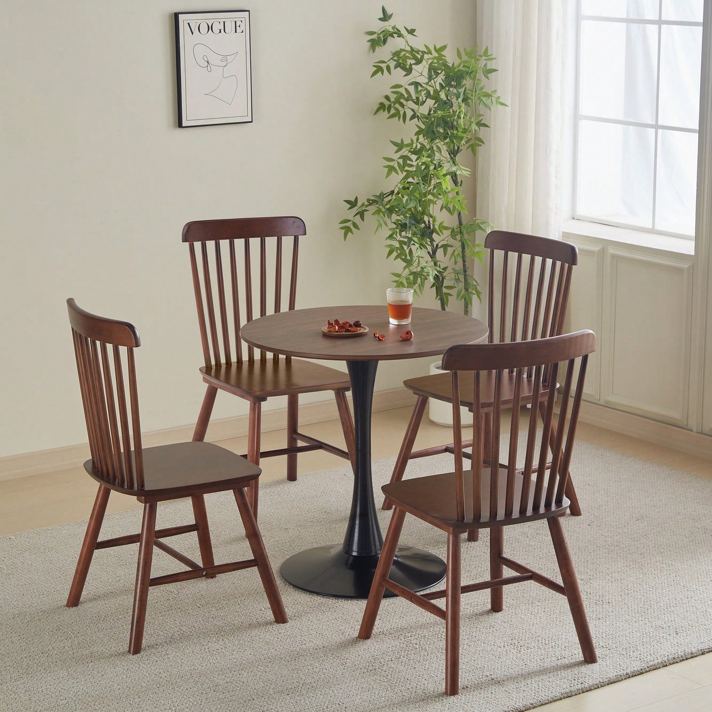 Modern Round Black Pedestal Dining Table 31.5" For Small Spaces Perfect For 2 To 4 People
