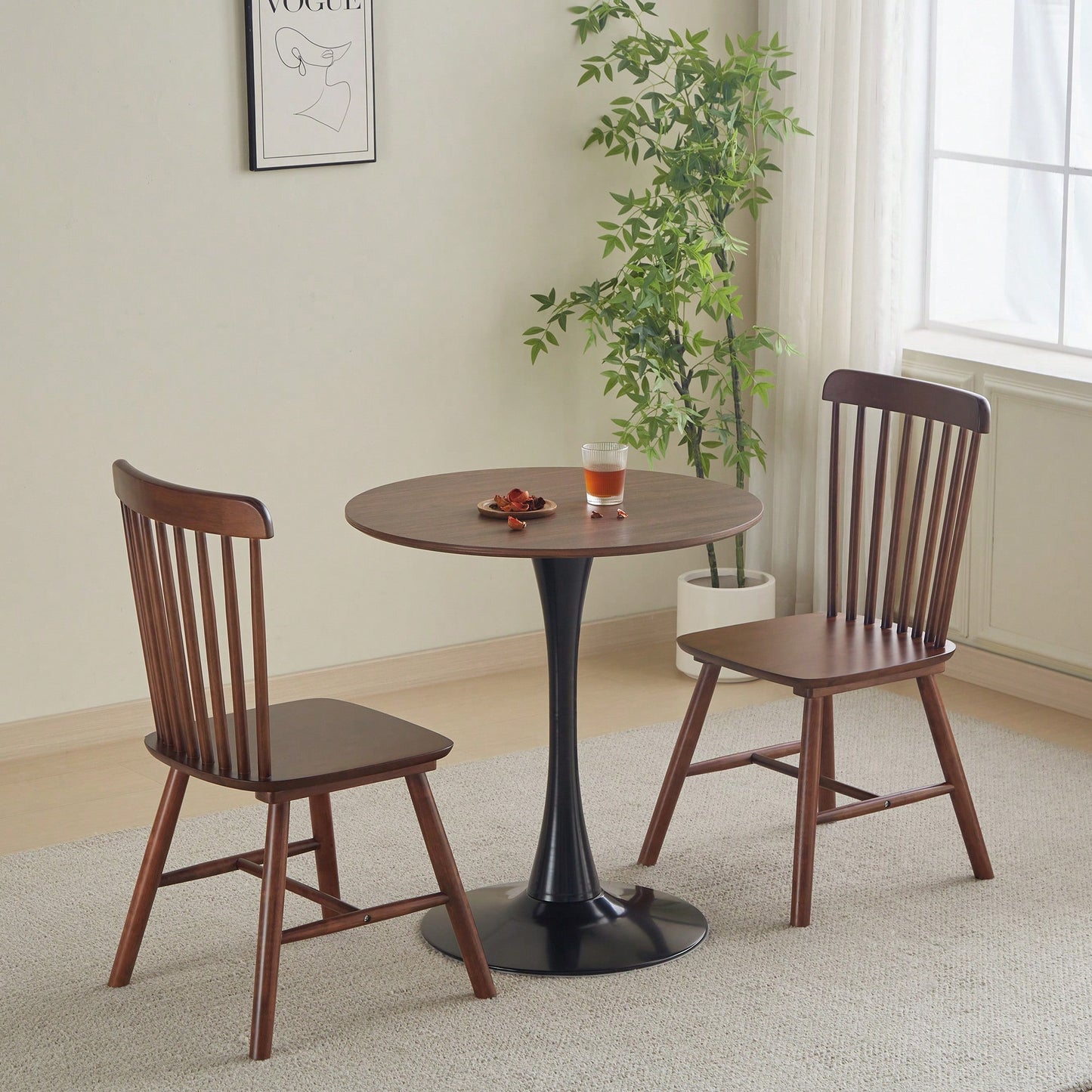 Modern Round Black Pedestal Dining Table 31.5" For Small Spaces Perfect For 2 To 4 People
