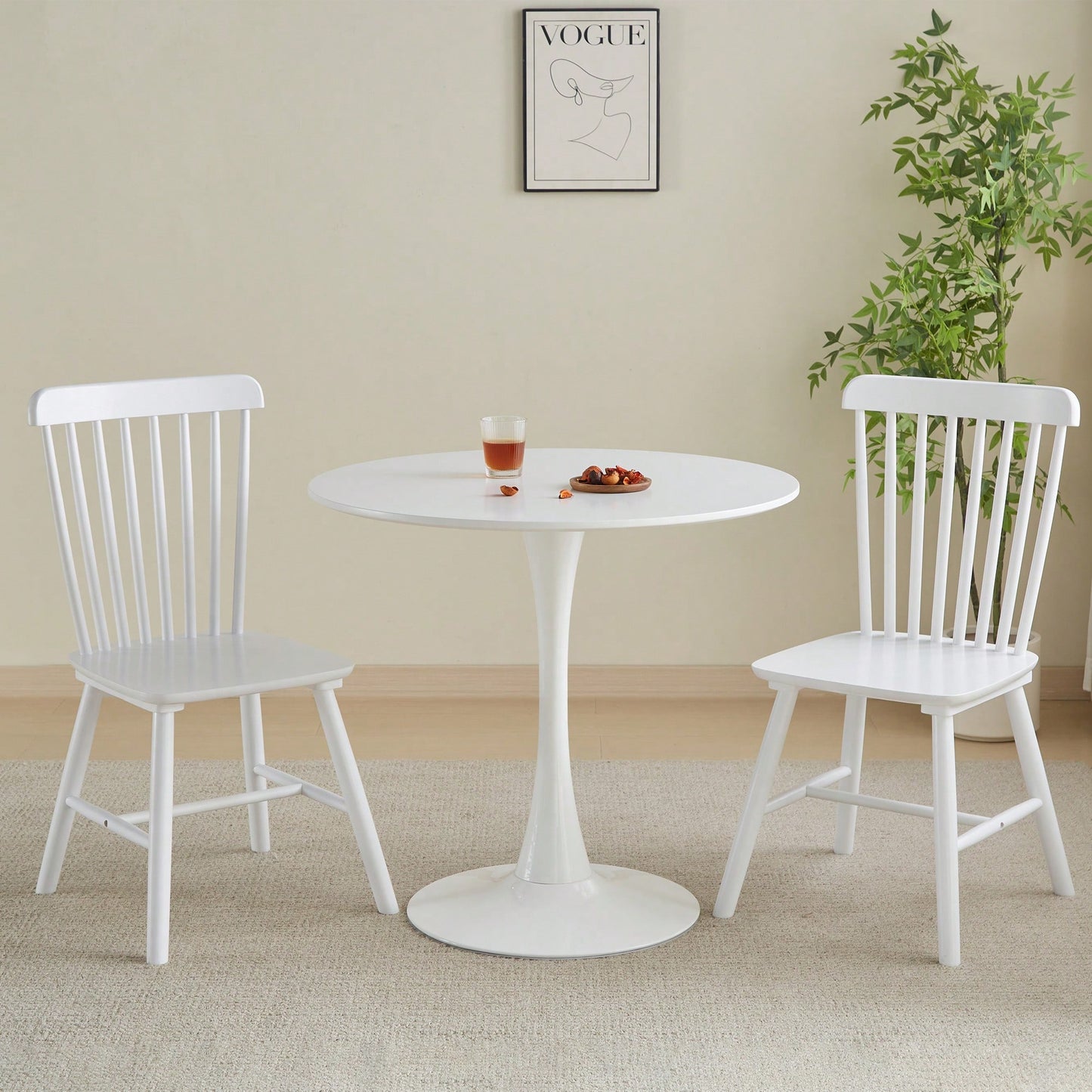 Modern Round Black Pedestal Dining Table 31.5" For Small Spaces Perfect For 2 To 4 People