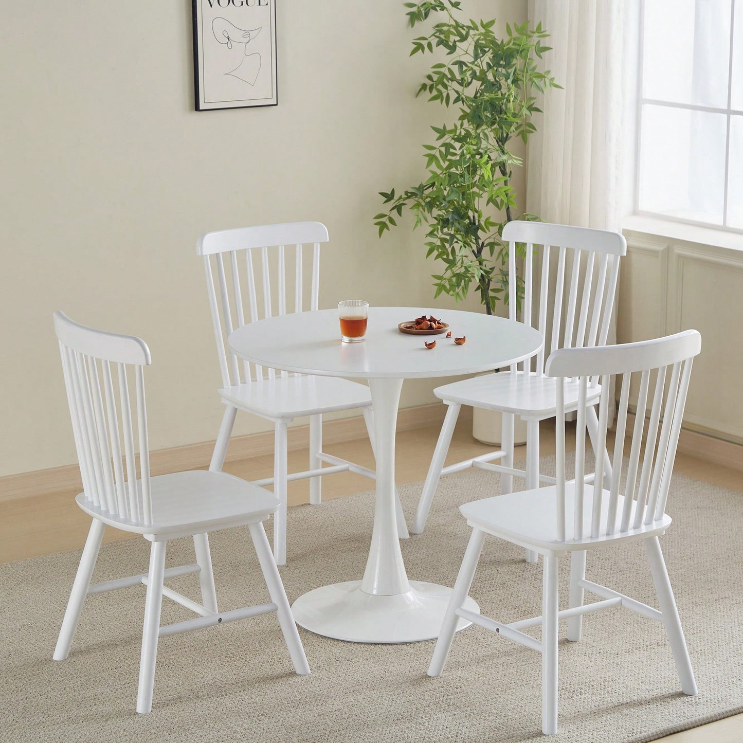Modern Round Black Pedestal Dining Table 31.5" For Small Spaces Perfect For 2 To 4 People