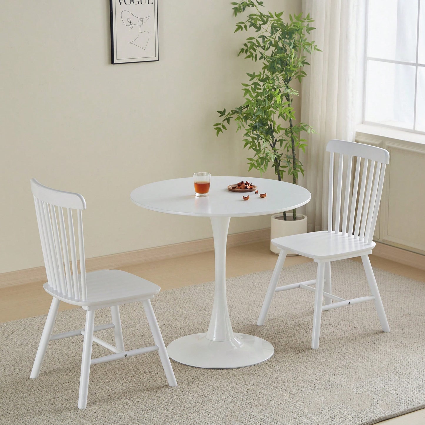 Modern Round Black Pedestal Dining Table 31.5" For Small Spaces Perfect For 2 To 4 People