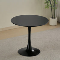 Modern Round Black Pedestal Dining Table 31.5" For Small Spaces Perfect For 2 To 4 People