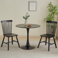 Modern Round Black Pedestal Dining Table 31.5" For Small Spaces Perfect For 2 To 4 People