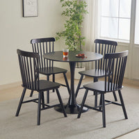Modern Round Black Pedestal Dining Table 31.5" For Small Spaces Perfect For 2 To 4 People