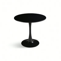 Modern Round Black Pedestal Dining Table 31.5" For Small Spaces Perfect For 2 To 4 People