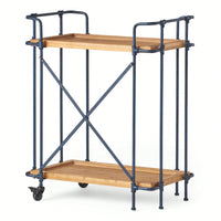 Elegant Wooden Pipe Bar Cart With Wheels For Stylish Entertaining