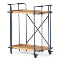 Elegant Wooden Pipe Bar Cart With Wheels For Stylish Entertaining