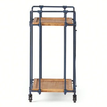 Elegant Wooden Pipe Bar Cart With Wheels For Stylish Entertaining