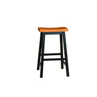 Set Of 2, 29 Inch Wooden Saddle Stool For Kitchen Or Bar Seating