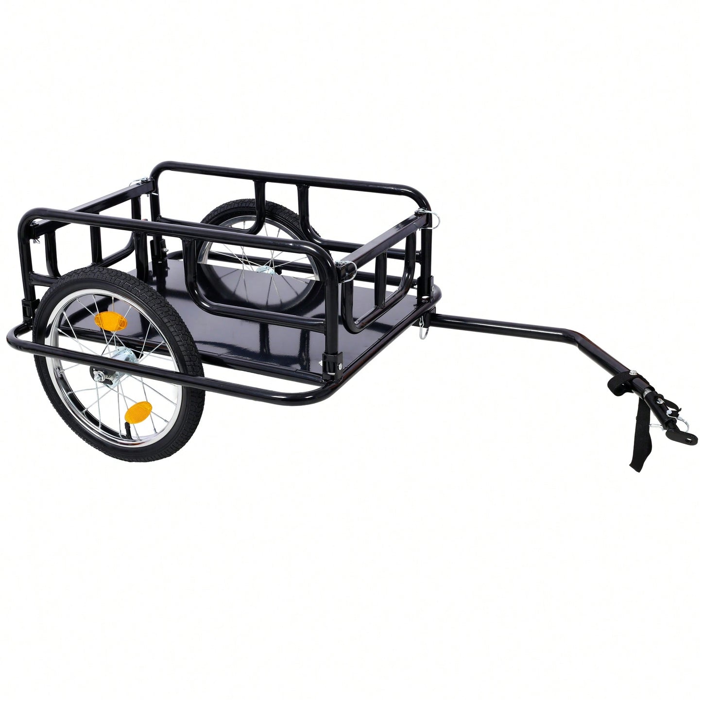 Foldable Bike Cargo Trailer With Universal Hitch 16 Inch Wheels Large Storage Capacity Bicycle Wagon With Reflectors