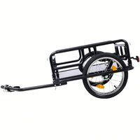 Foldable Bike Cargo Trailer With Universal Hitch 16 Inch Wheels Large Storage Capacity Bicycle Wagon With Reflectors