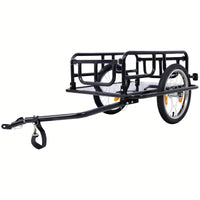 Foldable Bike Cargo Trailer With Universal Hitch 16 Inch Wheels Large Storage Capacity Bicycle Wagon With Reflectors