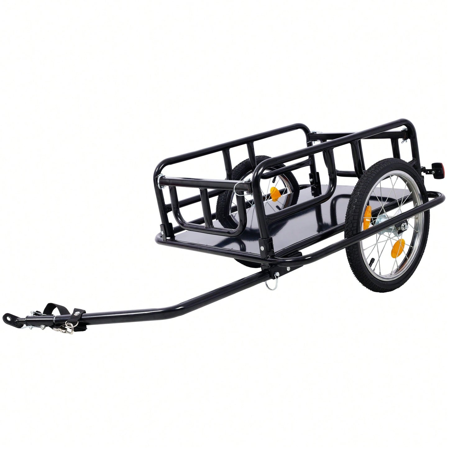 Foldable Bike Cargo Trailer With Universal Hitch 16 Inch Wheels Large Storage Capacity Bicycle Wagon With Reflectors