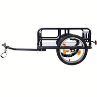 Foldable Bike Cargo Trailer With Universal Hitch 16 Inch Wheels Large Storage Capacity Bicycle Wagon With Reflectors