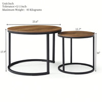 Set Of 2 Modern Round Nesting Coffee Tables With Sturdy Metal Frame For Living Room And Bedroom Decor