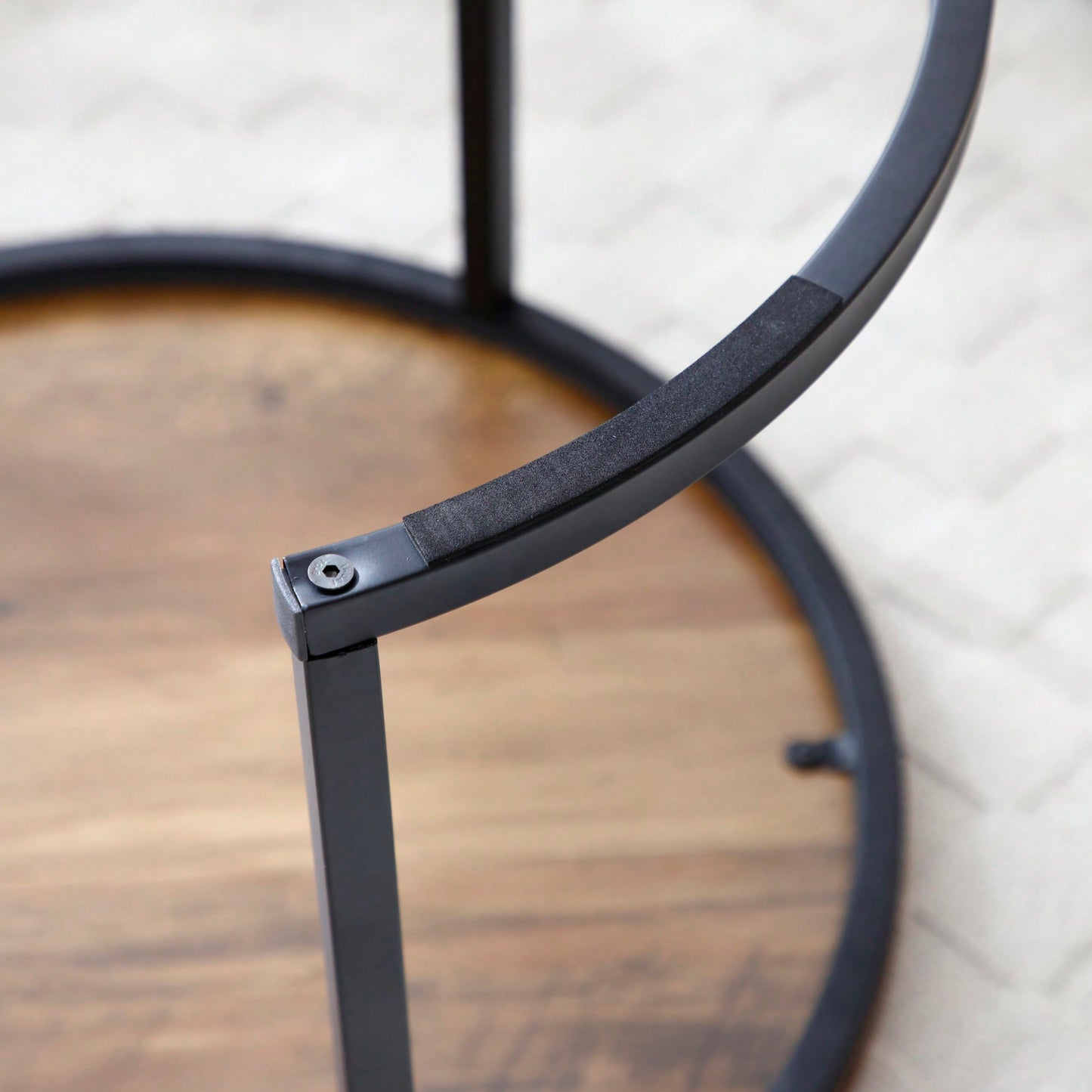 Set Of 2 Modern Round Nesting Coffee Tables With Sturdy Metal Frame For Living Room And Bedroom Decor