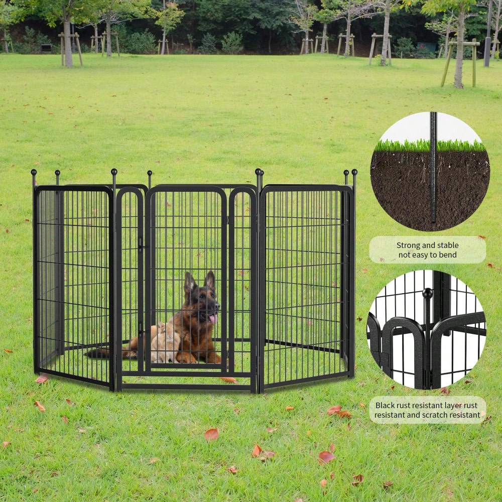 Heavy Duty 8 Panel Dog Playpen 40 Inch Tall Foldable Pet Exercise Fence For Indoor Outdoor Use Suitable For Large Medium Small Dogs