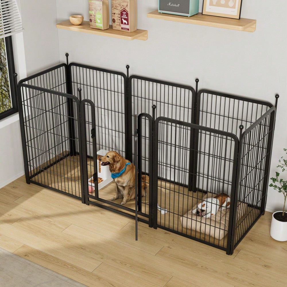 Heavy Duty 8 Panel Dog Playpen 40 Inch Tall Foldable Pet Exercise Fence For Indoor Outdoor Use Suitable For Large Medium Small Dogs