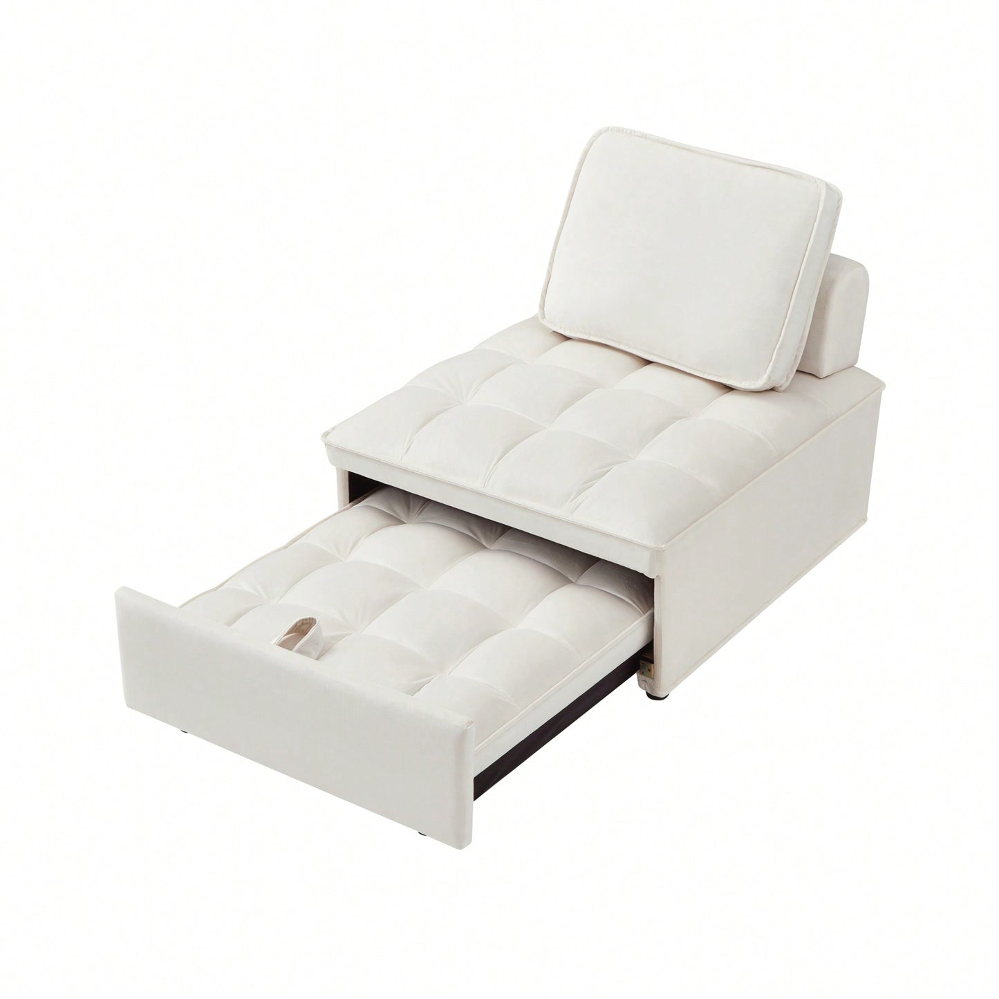 Modern Velvet Single Seater Convertible Sofa Bed With Removable Back Pillow For Office And Living Room