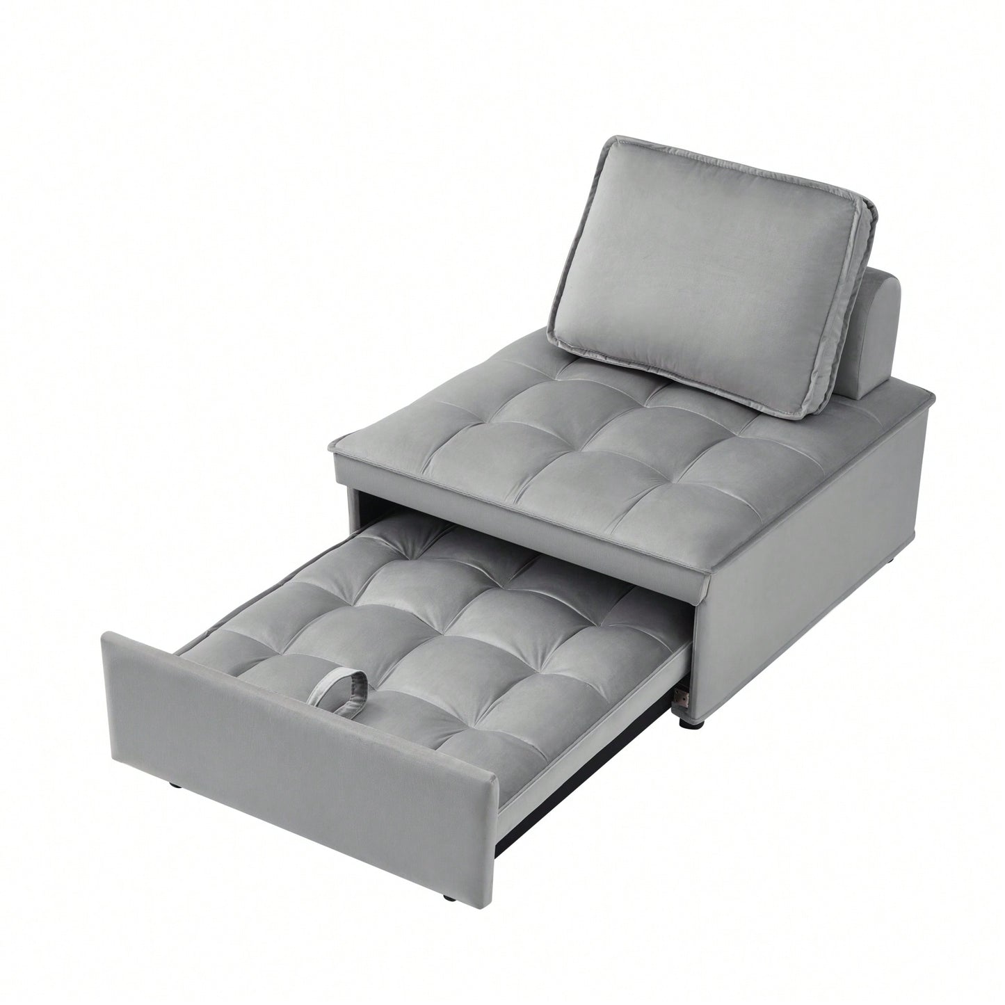 Modern Velvet Single Seater Convertible Sofa Bed With Removable Back Pillow For Office And Living Room