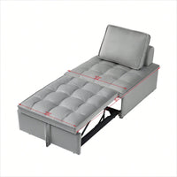 Modern Velvet Single Seater Convertible Sofa Bed With Removable Back Pillow For Office And Living Room