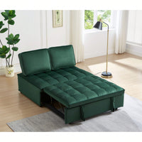 Modern Velvet Convertible Sofa Bed With Detachable Backrests For Living Room And Bedroom, Grey Double Seat Design