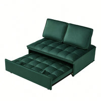 Modern Velvet Convertible Sofa Bed With Detachable Backrests For Living Room And Bedroom, Grey Double Seat Design