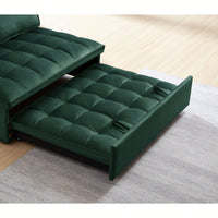 Modern Velvet Convertible Sofa Bed With Detachable Backrests For Living Room And Bedroom, Grey Double Seat Design