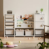 Kids Toy Storage Organizer With Removable Bins 4-Tier Bookshelf And Cabinet For Playroom Bedroom Kids Room