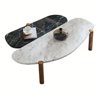 Elegant Faux Marble Coffee Table With Gold Metal Legs For Living Room And Home Office Accent Decor