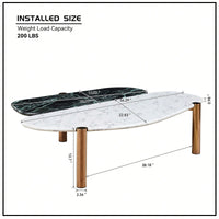 Elegant Faux Marble Coffee Table With Gold Metal Legs For Living Room And Home Office Accent Decor