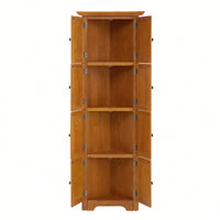 72 Inch Corner Kitchen Pantry Storage Cabinet With 8 Doors Adjustable Shelves For Bathroom Living Room And Kitchen Cherry Finish