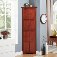 72 Inch Corner Kitchen Pantry Storage Cabinet With 8 Doors Adjustable Shelves For Bathroom Living Room And Kitchen Cherry Finish