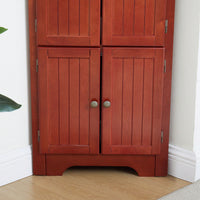 72 Inch Corner Kitchen Pantry Storage Cabinet With 8 Doors Adjustable Shelves For Bathroom Living Room And Kitchen Cherry Finish