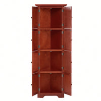 72 Inch Corner Kitchen Pantry Storage Cabinet With 8 Doors Adjustable Shelves For Bathroom Living Room And Kitchen Cherry Finish