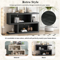 Symmetrical 2-Tier Open Shelf Retro Console Table For Entryway And Living Room In Black