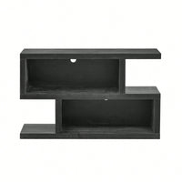 Symmetrical 2-Tier Open Shelf Retro Console Table For Entryway And Living Room In Black