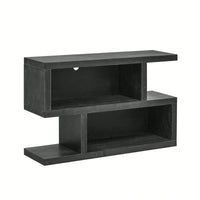 Symmetrical 2-Tier Open Shelf Retro Console Table For Entryway And Living Room In Black