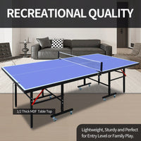 Portable 8ft Foldable Table Tennis Set With Net 2 Paddles And 3 Balls For Indoor Games