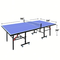 Portable 8ft Foldable Table Tennis Set With Net 2 Paddles And 3 Balls For Indoor Games