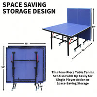 Portable 8ft Foldable Table Tennis Set With Net 2 Paddles And 3 Balls For Indoor Games