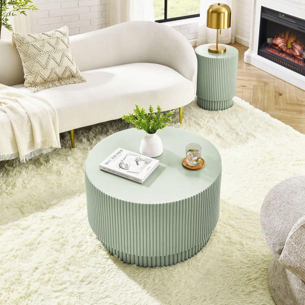 Nordic Style 15.72-Inch H-Barrel Coffee Table For Indoor And Outdoor Use - Simple Design In Durable Magnesium Oxide Material