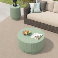 Nordic Style 15.72-Inch H-Barrel Coffee Table For Indoor And Outdoor Use - Simple Design In Durable Magnesium Oxide Material