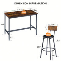 Industrial Style 7 Piece Pub High Dining Set With Rustic Grey Table And 6 PU Leather Bar Chairs For Kitchen And Living Room